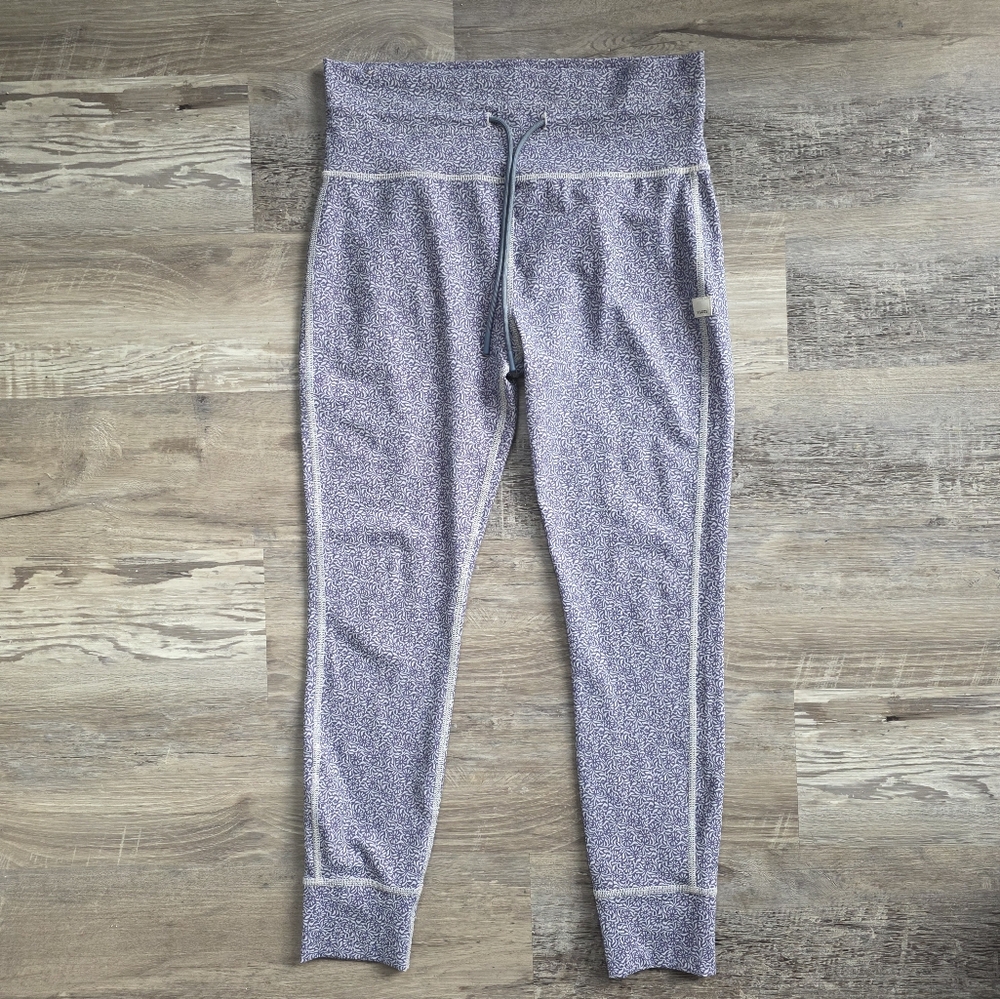 Vuori Daily Leggings Azure Mini Samba Blue/White Drawstring Joggers Size Large